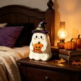 thumbnail image 5 of Aoznliie Halloween Table Decor, Cute Hand Carved Wooden Ghost Ornament, 5.9 inch Tabletop Centerpiece for Halloween Decorations Indoor, Multicolor, 5 of 6