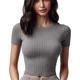 thumbnail image 2 of Playera De Mujer En Ribb Manga Corta Cuello Redondo Slim Fit, 2 of 3