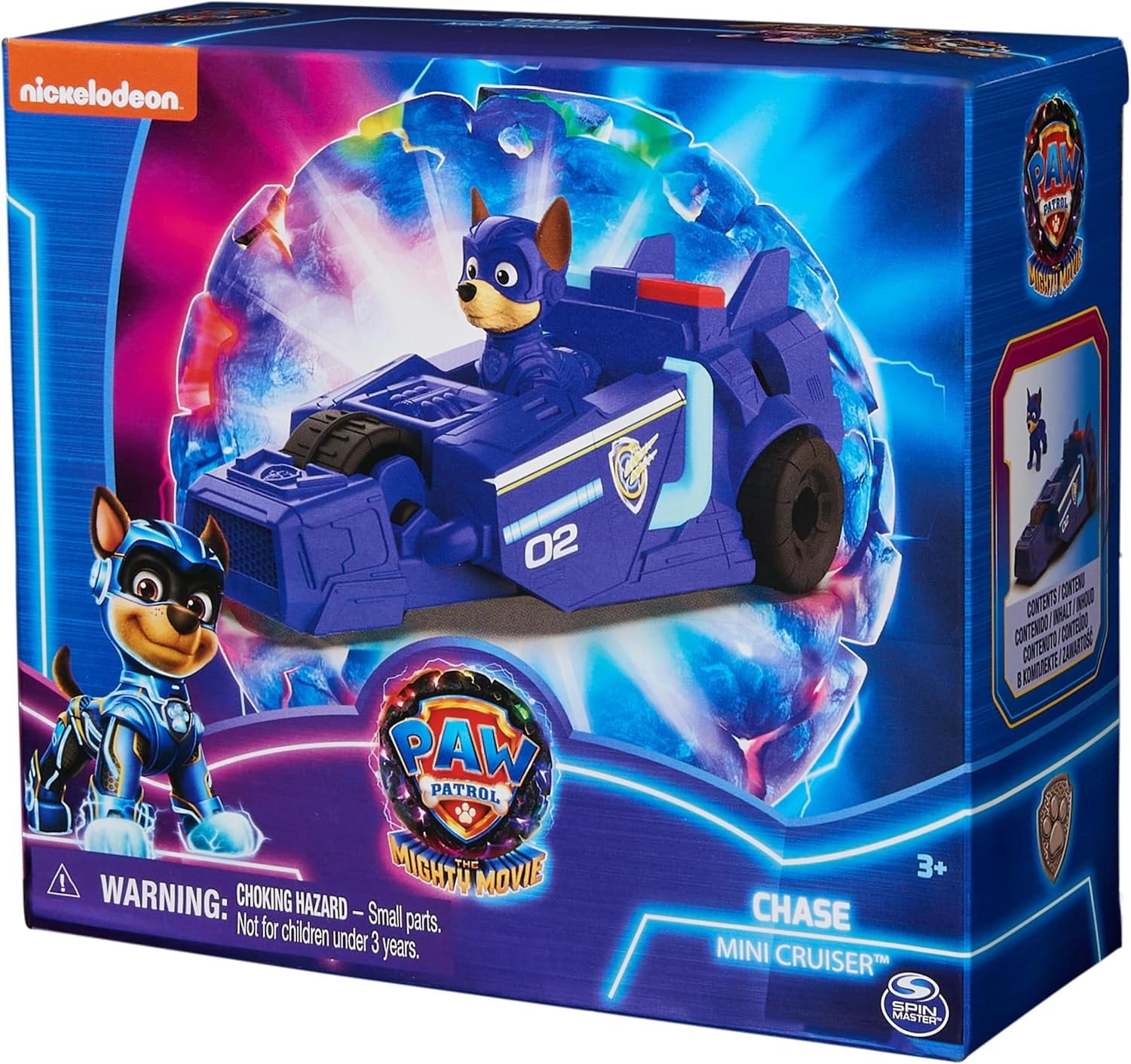 PAW Patrol The Mighty Movie Chase Mini Cruiser with 1 Chase Figurine and 1 Vehicle Official Movie Toy, Ages 3+, Perfect for Fans and Collectors