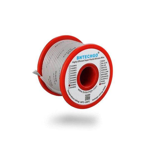 Cable de silicona BNTECHGO 28 AWG, 15 m, gris, flexible