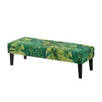 Whosucclay Green Palm Leaf Print Rectangle Bench Covers, Waterproof Bench Slipcover Breathable Bench Seat Protector Universal Bench Cover for Dining Room, Living Room, Bedroom