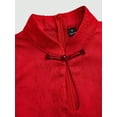 thumbnail image 6 of Elegant Fiery Red Jacquard Satin Qipao Dress, Short Sleeve Button Front, 6 of 24