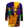 thumbnail image 6 of Feancey 3/4 Sleeve Graphic T Shirts for Women Mardi Gras Casual Crewneck Party Tops New Orleans Mask Print Loose Tunic Tees Novelty Parade Blouse Multicolor L, 6 of 6