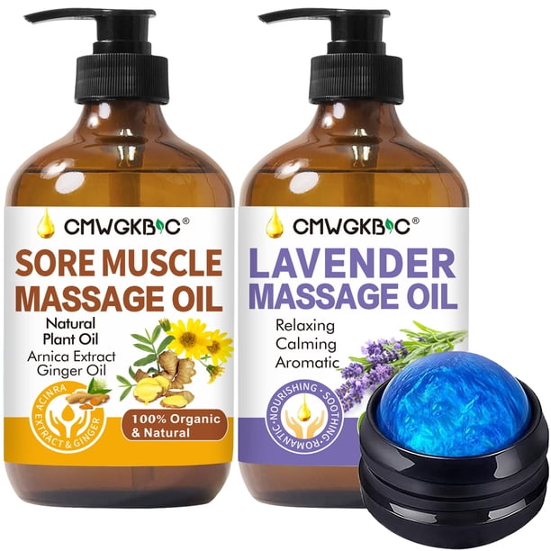 Aceite De Masaje Para Kit De Terapia De Masaje, Aceite De Jengibre, Drenaje Linfático, Aceite De Árnica Para Dolores Musculares, Masaje Y Aceite De Lavanda, Aceites De Masaje Relajantes, Kit De Masaje
