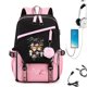 thumbnail image 1 of Mochila usb, bolso escolar informal para estudiantes hombres y mujeres (2023 negro rosa),, 1 of 5