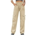 thumbnail image 2 of qolati Women's Cargo Jean Pants Y2k Elastic High Waist Baggy Jeans Lounge Trousers Casual Flap Pocket Loose Boyfriend Denim Pant, 2 of 5