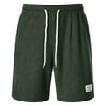 thumbnail image 1 of Pantalones cortos de pana lisos para hombre, para el verano, informales, transpirables, con silueta atlética, poliéster, ocio al aire libre., 1 of 8
