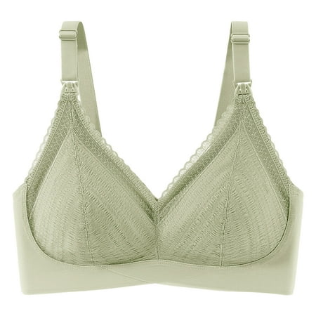 Quealent Nursing Sleep Bra Wireless Bras Sleep Bralette for Women (Green 36)