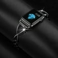 thumbnail image 6 of Compatible with Apple Watch Band 38mm 40mm 41mm iWatch Ultra SE Series 9/8/7/6/5/4/3/2/1, Bling Replacement Bracelet iWatch Band, Diamond Rhinestone Stainless Steel Metal Wristband Strap, Black, 6 of 7