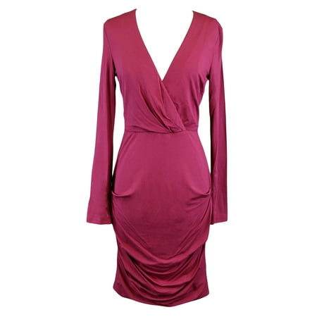 BETTY BLUE Women's Burgundy Long Sleeve Ruched Sheath Dress IT Sz 46 NWT