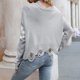 thumbnail image 5 of Suéter De Invierno Lady Jumper Top Loose Hole Suéter para mujer Sólido Cómodo Ropa de uso diario Traje de calle Cgtredaw Gris S para Mujer, 5 of 5