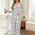thumbnail image 4 of Women's Long Sleeve Long Pants Pajama Set - Outdoor Wear Suitable Loungewear - Black Size L, 4 of 5