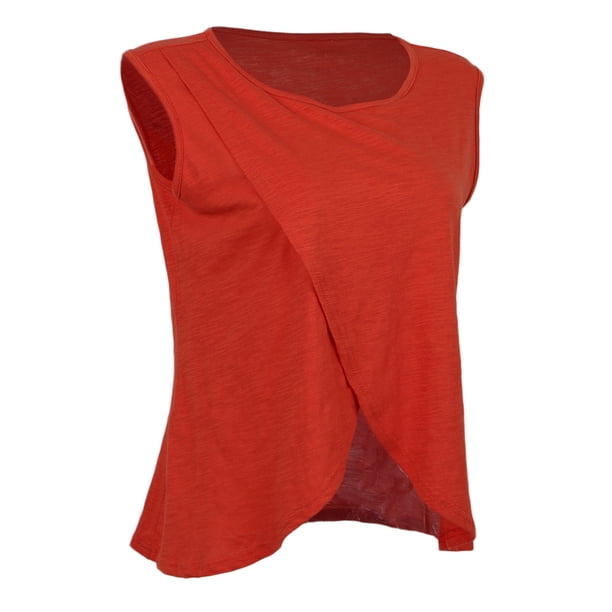 Camisetas sin mangas de enfermería maternidad camiseta sin mangas de capas dobles rojo 4XL Sunnimix tops de enfermería de maternidad
