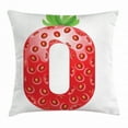 thumbnail image 1 of Numbers Throw Pillow Cushion Cover, Number Zero Strawberry Style Mathematics Algebra Organic Food Healthy, Decorative Square Accent Pillow Case, 18 X 18 Inches, Vermilion Green Orange, by Ambesonne, 1 of 2