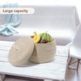 thumbnail image 5 of Howish small basket Cotton Rope Basket with Lid Round Woven Decorative Storage Bin Organizer Box,cotton rope(8.27"X8.27"X6.69"), 5 of 8