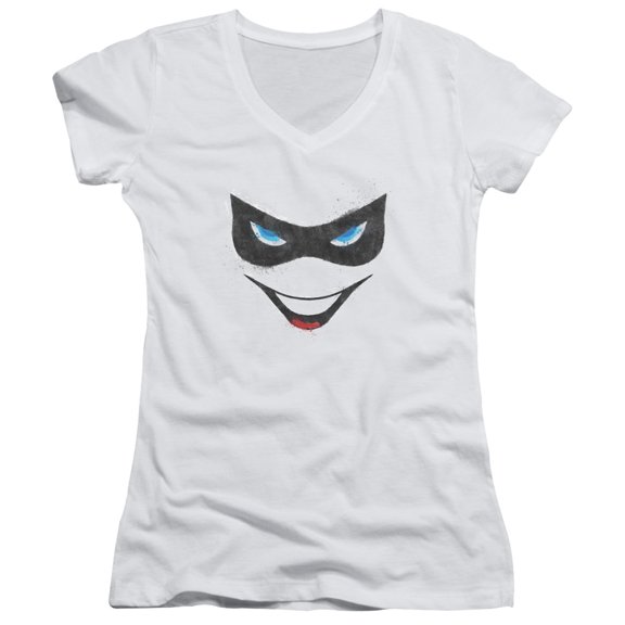 Batman Harley Face Junior Women's T-Shirt V-Neck White