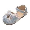 thumbnail image 3 of Ccpelsie Girls Sparkle Princess Dress Shoes Bow Wedding Party Flower Bridesmaids Mary Jane Ballet Flats for Kid Toddler(Silver,3), 3 of 9
