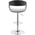 thumbnail image 6 of Maklaine 33" Modern Faux Leather Bar Stool in Gray/Steel/Black, 6 of 10
