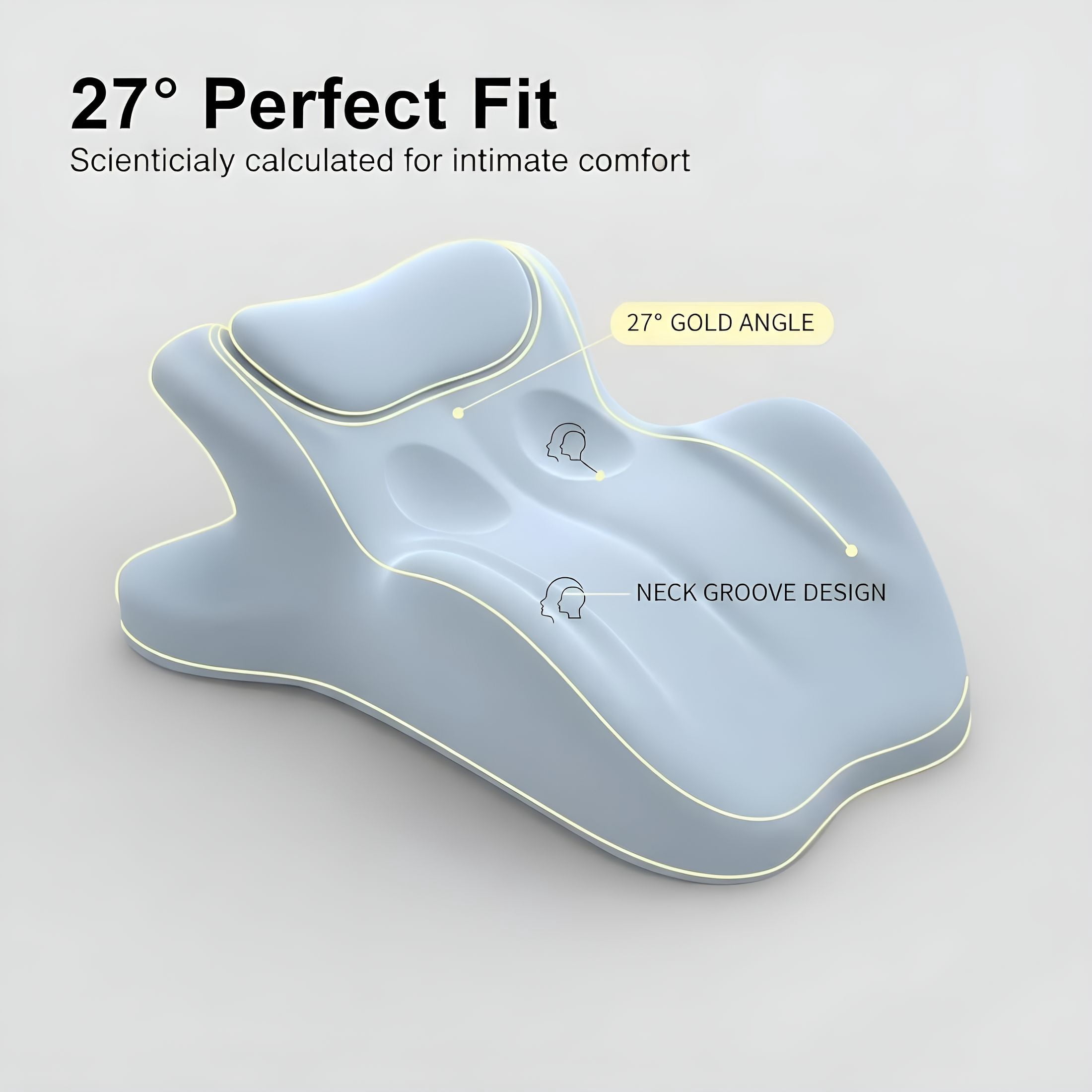 XIBUFE Contoured Support Pillows Ergonomic Memory Foam Wedge Pillow,27° Angled Support for Waist and Neck,Multi-Position Support Pillow (Blue)
