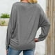thumbnail image 5 of Blusa casual de manga larga suelta y delgada con costuras sólidas y cuello redondo para mujer Fridja  hj2726, 5 of 5