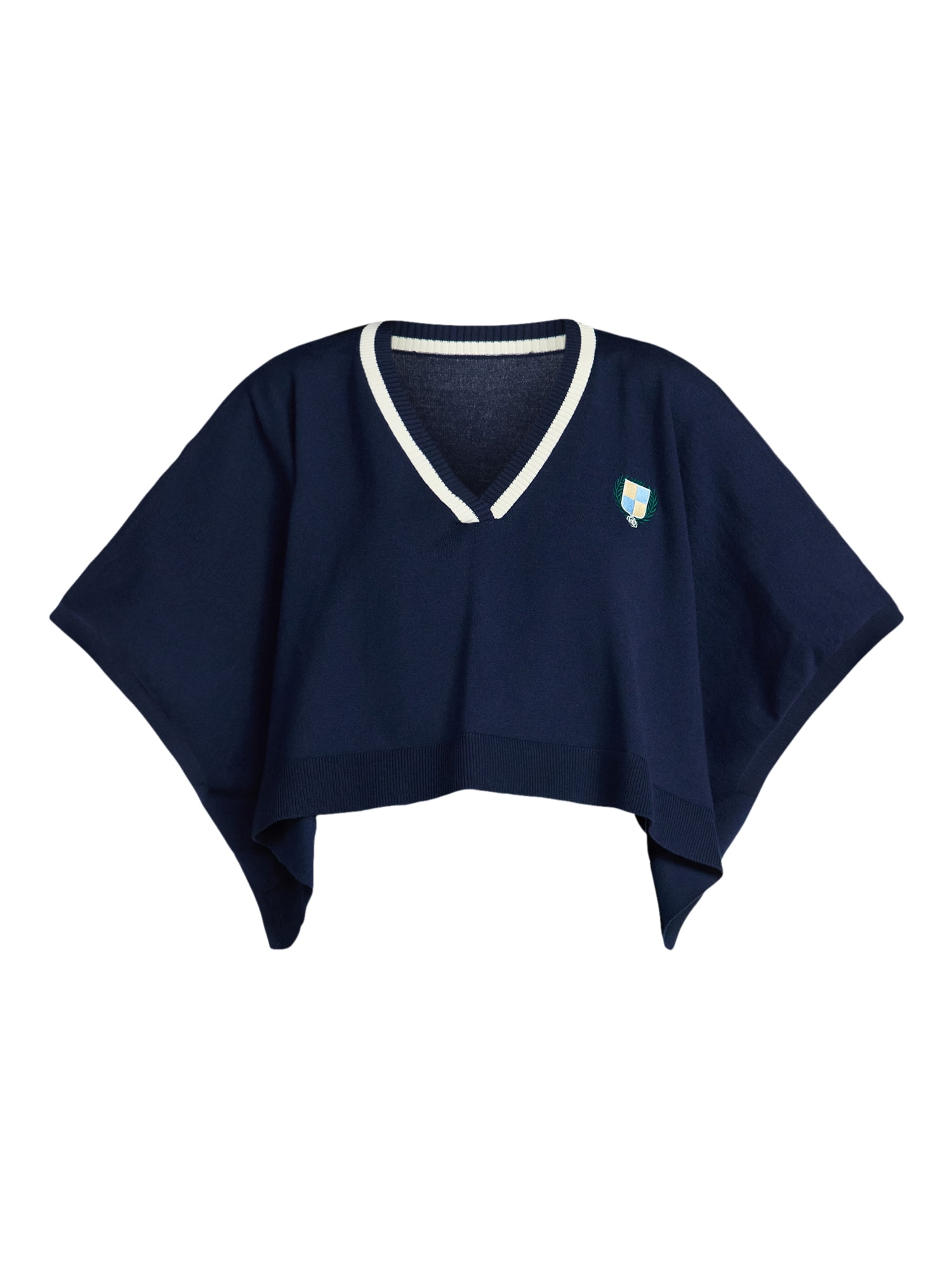 No Boundaries Varsity Cropped Sweater, Lightweight, Women's S-3XL