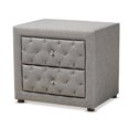 thumbnail image 1 of Baxton Studio Lepine 2-Drawer Tufted Fabric and Wood Nightstand in Gray, 1 of 8