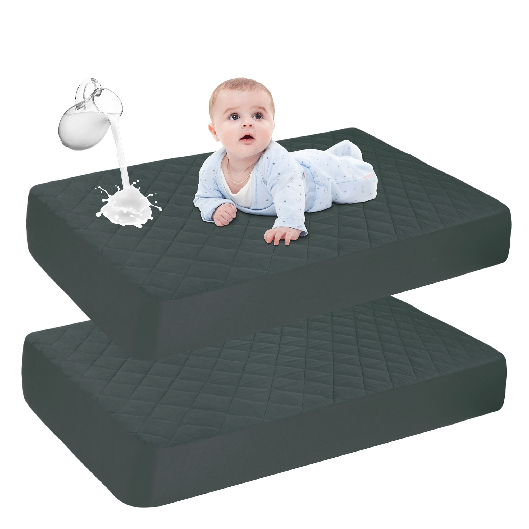 Sleepsheep Zz 2 Pack 28 X 52 Waterproof Crib Mattress Protector Soft Breathable Quilted Fitted Baby Mattress Cover Noiseless Breathable Deep Pock