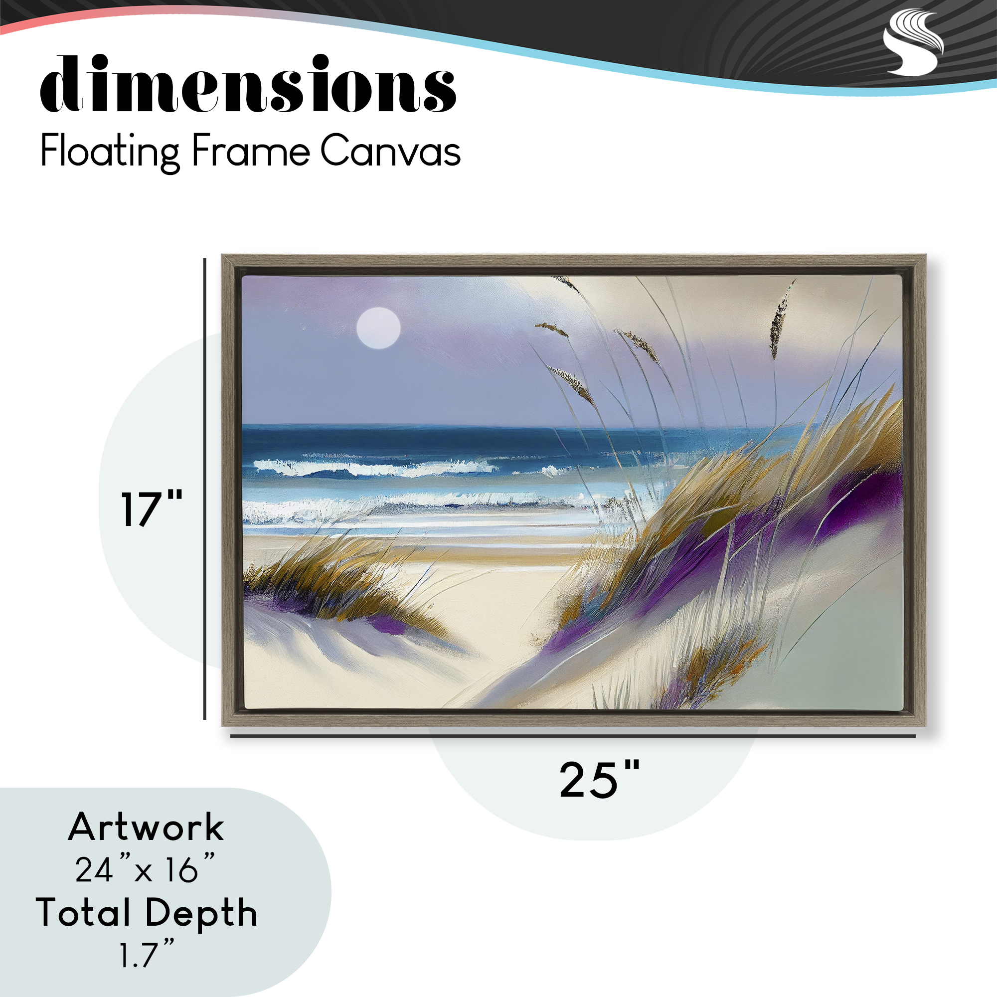 Beach Dunes Serenity Brown Framed Floater Canvas Wall Art, design by Sasha