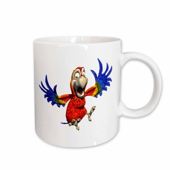 3drose, Scarlet Macaw Cartoon Parrot Crazy, 15oz Mug