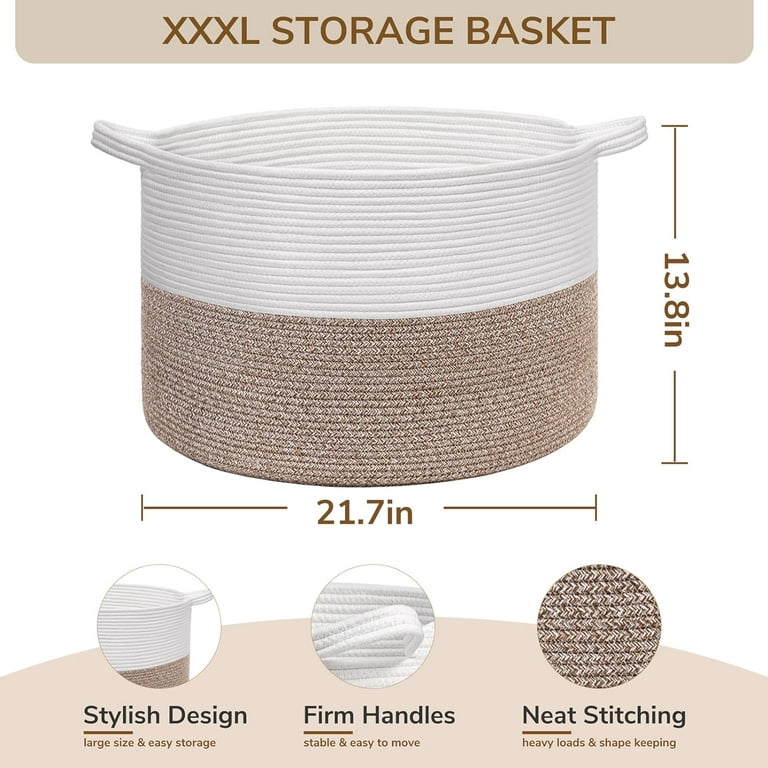 Best Deal for OIAHOMY XXXLarge Cotton Rope Basket 21.7 x 21.7 x 14