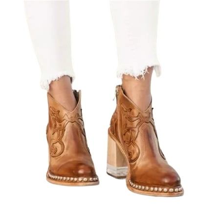 

Women s Platform Boots with Side Zipper Fashionable Vintage Ankle Boots for Winter Autumn