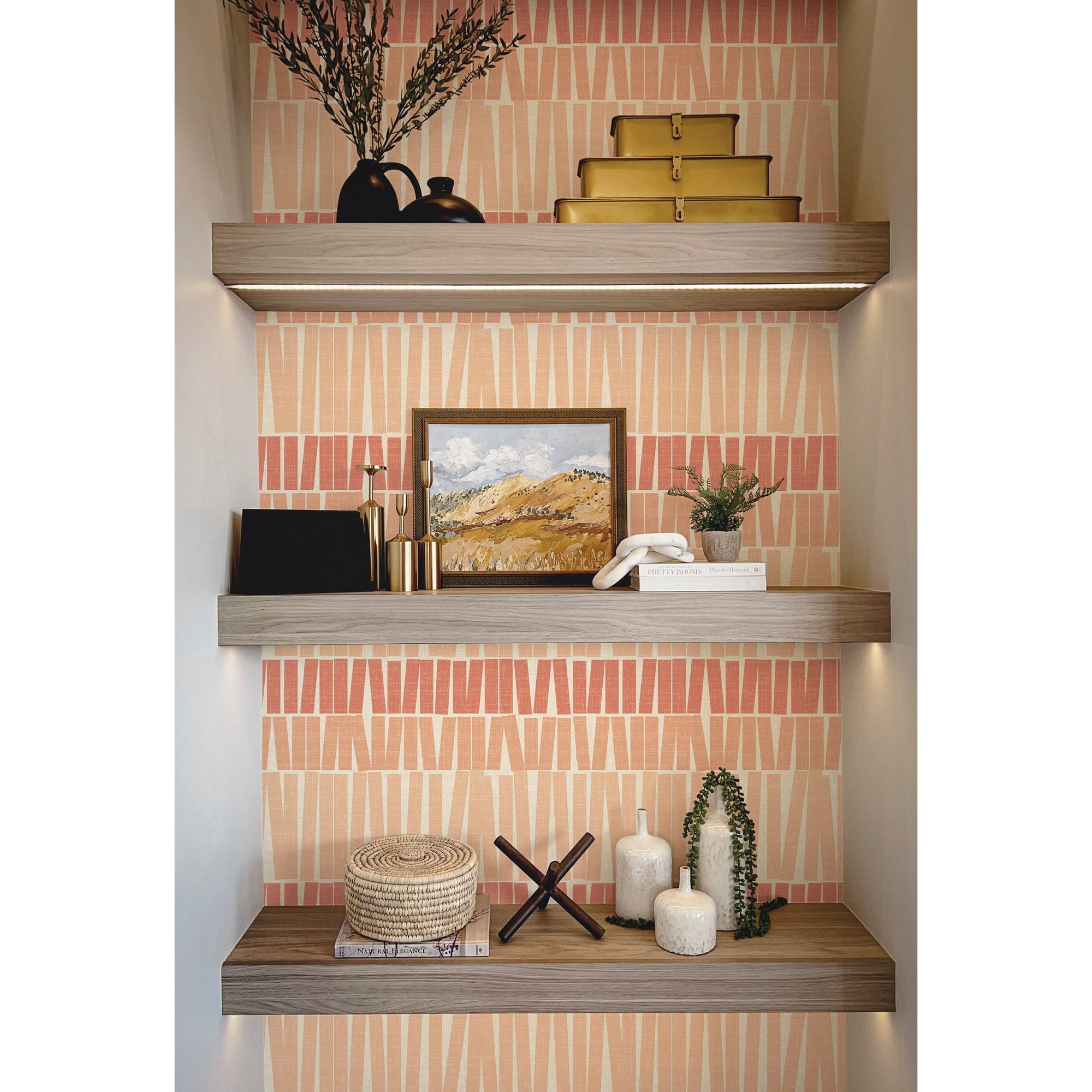 Better Homes & Gardens Coral Gwen Stripe Peel and Stick Wallpaper, 20.5" x 18'