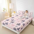 thumbnail image 2 of Manfei Cartoon Princess Castle Fitted Sheet Queen,Pink Kawaii Bowtie Bedding,3 Pieces,1 Fitted Sheet and 2 Pillowcases, 2 of 6