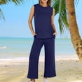 thumbnail image 2 of Summer Lounge Sets for Women qolati Casual Sleeveless Tank Tops High Waist Wide Legs Pants Sweatsuit Matching Set Y2k Fashion Steetwear Tracksuit Women 2 Piece Outfits, 2 of 7