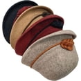 thumbnail image 5 of CoCopeaunts Bucket Hat for Women Solid Color Vintage Bowler Hat Round Roll-up Brim Warm Autumn Winter Hat Felt Leaf Hatband, 5 of 8