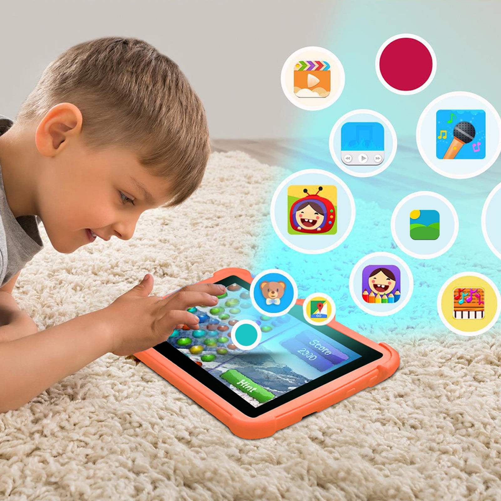 Skegnu 7-inch Children's Tablets Computer WiFi Bluetooth Android Tablets Children's Early Education Learning Machine Parent-child Gift Machine Built-in Cameras on Clearance