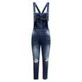 thumbnail image 6 of QHFBli Womens Juniors Denim Stretch Overalls Adjustable Strap Ripped Distressed Jumpsuit Skinny Fit Jeans Pants, 6 of 6