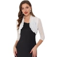 thumbnail image 1 of Ruffle Shrug Allegra K Malla Crop Bolero Cardigan Blanco XL, 1 of 6