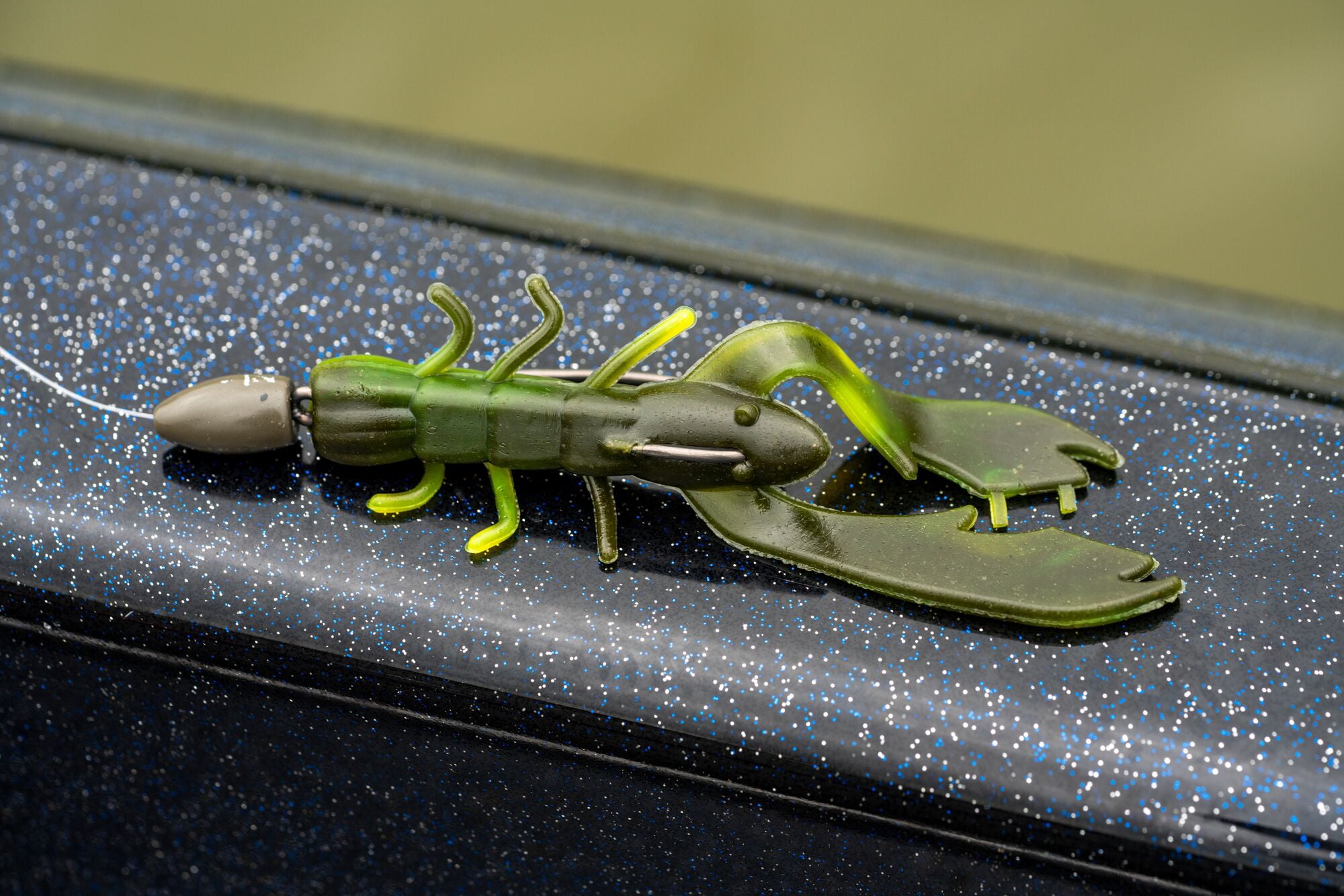 Powerbait Chigger Craw Soft Bait 4" Length, Pmpkin Green Fleck, Per 9 1307368