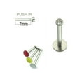 thumbnail image 1 of Threadless Push-In Labret 16G Surgical Steel with Press Fit CZ Gem, 1 of 1