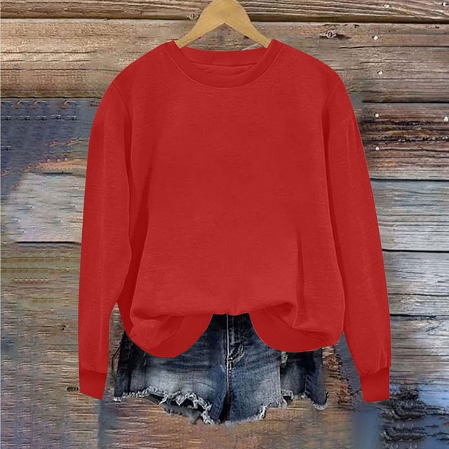 Sudadera De Manga Larga Y Cuello Redondo Para Mujer, Color Liso, 100 Algodn, Talla S, Corte Suave, Ideal Para Salidas Informales O Para Usar En Capas En Climas Frescos, Paquete De 1, Ukhbmc