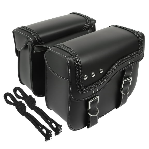 Unique Bargains 1 Pair Universal Motorcycle Saddle Bag Cycling Storage Bag Waterproof Faux Leather