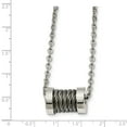thumbnail image 2 of Stainless Steel Brushed Polished Fancy Lobster Closure Wire Barrel 24inch Necklace 24 Inch Pendant Necklace for Women, 2 of 5