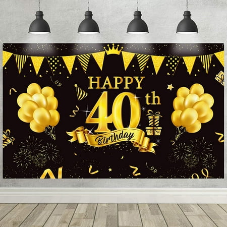 Happy 60th Birthday Backdrop Background Banner,60th Birthday Photography  Backdrop Black Gold Sign Poster for 60th | Walmart Canada