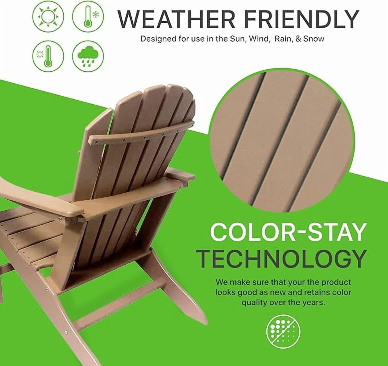 NewTechWood Atlantic Classic Curveback Antique Plastic Outdoor Patio Adirondack Chair