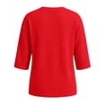 thumbnail image 5 of KyCheLot Women's 3/4 Sleeve Crewneck Sweatshirt Lightweight Waffle-Knit Pullover Solid Color Casual Fall Tops, 5 of 7