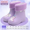 thumbnail image 1 of Botas de lluvia para niños con forro polar antideslizante para niños y niñas, bonitos zapatos impermeables sin cordones con dibujos animados para todas las estaciones, 1 of 5
