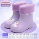 thumbnail image 1 of Botas de lluvia para niños con forro polar antideslizante para niños y niñas, bonitos zapatos impermeables sin cordones con dibujos animados para todas las estaciones, 1 of 5