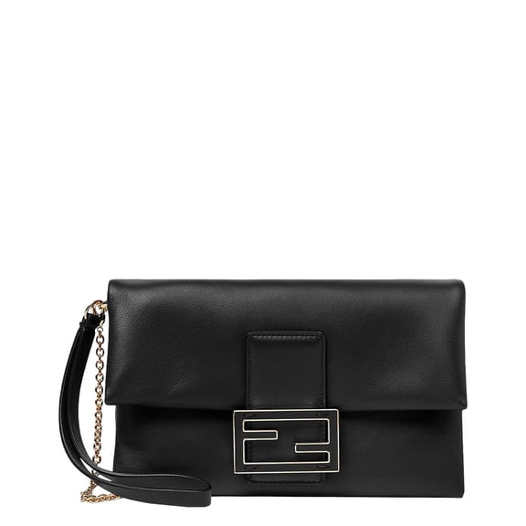 FENDI Leather Shoulder Bag, Black