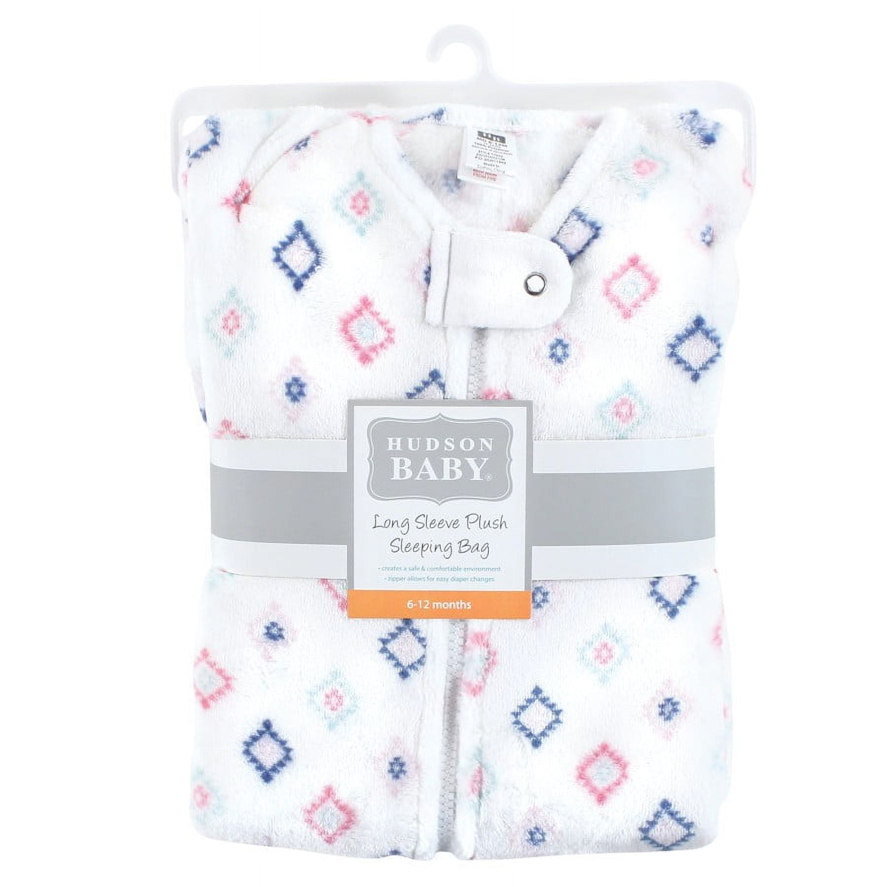 Hudson Baby Infant Girl Plush Sleeping Bag, Sack, Blanket, Long Sleeve Diamond, 12-18 Months